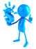 #44052 Royalty-Free (RF) Illustration of a 3d Blue Man Mascot Holding A Dollar Symbol - Version 2 by Julos