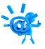 #44055 Royalty-Free (RF) Illustration of a 3d Blue Man Mascot Holding An At Symbol - Version 3 by Julos