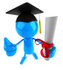 #44058 Royalty-Free (RF) Illustration of a 3d Blue Man Mascot Graduate Holding His Diploma - Version 4 by Julos
