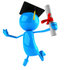 #44059 Royalty-Free (RF) Illustration of a 3d Blue Man Mascot Graduate Holding His Diploma - Version 3 by Julos