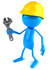 #44068 Royalty-Free (RF) Illustration of a 3d Blue Man Builder Mascot Holding A Wrench - Version 2 by Julos