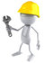 #44116 Royalty-Free (RF) Illustration of a 3d White Man Mascot Construction Worker Holding A Wrench - Version 2 by Julos