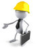 #44130 Royalty-Free (RF) Illustration of a 3d White Man Contractor Mascot Reaching Out To Shake Hands - Version 2 by Julos