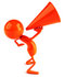 #44143 Royalty-Free (RF) Illustration of a 3d Red Man Mascot Using A Megaphone by Julos