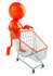 #44147 Royalty-Free (RF) Illustration of a 3d Red Man Mascot Pushing A Shopping Cart - Version 1 by Julos