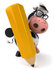 #44153 Royalty-Free (RF) Illustration of a 3d Dairy Cow Mascot With a Pencil - Pose 3 by Julos