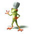 #44262 Royalty-Free (RF) Illustration of a Cute Green 3d Frog Chef Wearing A Hat - Pose 4 by Julos