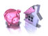 #44291 Royalty-Free (RF) Illustration of a 3d Pink Piggy Bank By A Silver House - Pose 2 by Julos