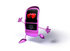 #44321 Royalty-Free (RF) Illustration of a Happy Pink MP3 Player With Hearts On The Screen, Running With Its Arms Open by Julos
