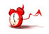 #44340 Royalty-Free (RF) Illustration of a 3d Devil Red Alarm Clock With A Forked Tail - Version 2 by Julos