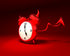 #44345 Royalty-Free (RF) Illustration of a 3d Devil Red Alarm Clock With A Forked Tail - Version 9 by Julos