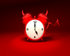#44346 Royalty-Free (RF) Illustration of a 3d Devil Red Alarm Clock With A Forked Tail - Version 10 by Julos