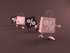 #44437 Royalty-Free (RF) Illustration of a Row Of 3d Pink And Brown Percent Sign Shopping Bags Walking Forward by Julos