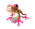 #44509 Royalty-Free (RF) Illustration of a Cute 3d Pink Tree Frog Mascot Curiously Looking At The Viewer by Julos