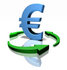#44582 Royalty-Free (RF) Illustration of a 3d Blue Euro Sign Being Circled By Arrows - Version 3 by Julos