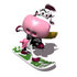 #44633 Royalty-Free (RF) Illustration of a 3d Dairy Cow Mascot Snowboarding - Version 1 by Julos