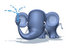 #44647 Royalty-Free (RF) Illustration of a 3d Blue Elephant Mascot Spraying Water - Pose 4 by Julos