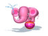 #44652 Royalty-Free (RF) Illustration of a 3d Pink Elephant Mascot Standing On A Circus Ball And Spraying Water - Pose 1 by Julos