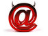 #44662 Royalty-Free (RF) Illustration of a 3d Devil Arobase At Symbol With Horns - Version 4 by Julos