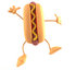 #44698 Royalty-Free (RF) Illustration of a 3d Hot Dog Mascot With Mustard Mascot Jumping - Version 1 by Julos