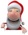 #46333 Royalty-Free (RF) Illustration Of A 3d Big Nose Santa Mascot Pointing Down And Standing Behind A Blank Sign by Julos