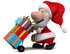 #46342 Royalty-Free (RF) Illustration Of A 3d Big Nose Santa Mascot Pushing Gifts On A Dolly - Version 1 by Julos