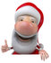 #46344 Royalty-Free (RF) Illustration Of A 3d Big Nose Santa Mascot Giving The Thumbs Up And Standing Behind A Blank Sign by Julos