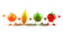 #46597 Royalty-Free (RF) Illustration Of A Line Of 3d Orange, Banana, Green Apple And Strawberry Mascots Holding Hands by Julos