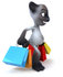 #46659 Royalty-Free (RF) Illustration Of A 3d Siamese Pussy Cat Mascot Carrying Shopping Bags - Version 2 by Julos