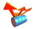 #46725 Royalty-Free (RF) Illustration Of Three 3d Orange Arrows Spanning Over A Blue Oil Barrel - Version 2 by Julos