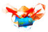 #46726 Royalty-Free (RF) Illustration Of Three 3d Orange Arrows Spanning Over A Blue Oil Barrel - Version 3 by Julos