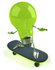 #46764 Royalty-Free (RF) Illustration Of A Green 3d Glass Light Bulb Mascot Skateboarding - Version 2 by Julos