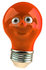 #46818 Royalty-Free (RF) Illustration of a Red 3d Electric Light Bulb Head Mascot Smiling by Julos