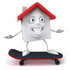 #46872 Royalty-Free (RF) Illustration Of A 3d White Clay House Mascot Skateboarding - Version 1 by Julos