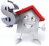 #46880 Royalty-Free (RF) Illustration Of A 3d White Clay House Mascot Holding A Dollar Symbol - Version 4 by Julos