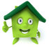 #46891 Royalty-Free (RF) Illustration Of A 3d Green Clay House Mascot Giving The Thumbs Up by Julos