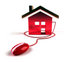 #46985 Royalty-Free (RF) Illustration Of A 3d House Icon With A Computer Mouse - Version 5 by Julos
