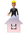 #47004 Royalty-Free (RF) Illustration Of A 3d Contractor Mascot Standing Behind A Chrome House by Julos