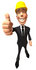 #47011 Royalty-Free (RF) Illustration Of A 3d Contractor Mascot Giving The Thumbs Up - Version 3 by Julos