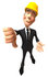 #47013 Royalty-Free (RF) Illustration Of A 3d Contractor Mascot Giving The Thumbs Down - Version 1 by Julos