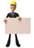 #47017 Royalty-Free (RF) Illustration Of A 3d Contractor Mascot Holding A Blank Sign - Version 1 by Julos