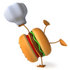 #47027 Royalty-Free (RF) Illustration Of A 3d Cheeseburger Mascot Doing A Hand Stand And Holding A Chef Hat by Julos