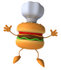 #47028 Royalty-Free (RF) Illustration Of A 3d Cheeseburger Mascot Jumping And Wearing A Chef Hat by Julos