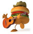 #47030 Royalty-Free (RF) Illustration Of A 3d Cowboy Cheeseburger Mascot Playing A Guitar by Julos