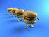 #47037 Royalty-Free (RF) Illustration of 3d Cheeseburger Mascots In A Line, Walking Forward - Version 2 by Julos