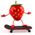 #47053 Royalty-Free (RF) Illustration Of A 3d Strawberry Mascot Skateboarding - Version 1 by Julos