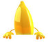 #47062 Royalty-Free (RF) Illustration Of A 3d Yellow Banana Mascot Standing Behind A Blank Sign by Julos