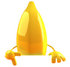 #47063 Royalty-Free (RF) Illustration Of A 3d Yellow Banana Mascot Giving A Peace Gesture And Standing Behind A Blank Sign by Julos
