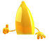 #47064 Royalty-Free (RF) Illustration Of A 3d Yellow Banana Mascot Giving The Thumbs Up And Standing Behind A Blank Sign by Julos