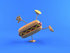 #47087 Royalty-Free (RF) Illustration Of A 3d Hot Dog With Mustard Mascot Doing A Cartwheel - Version 2 by Julos